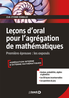Couverture de l’ouvrage Leçons d'oral pour l'agrégation de mathématiques