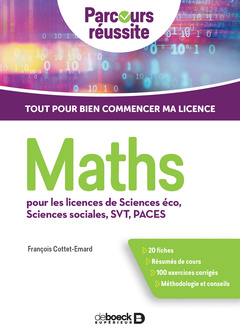 Couverture de l’ouvrage Maths pour les licences de sciences éco, sciences sociales, SVT, PACES