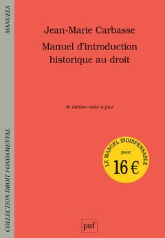Cover of the book Manuel d'introduction historique au droit