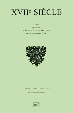 Couverture de l’ouvrage Xviieme siecle, n  2019-1 (n  283)