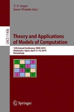 Couverture de l’ouvrage Theory and Applications of Models of Computation