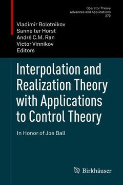 Couverture de l’ouvrage Interpolation and Realization Theory with Applications to Control Theory