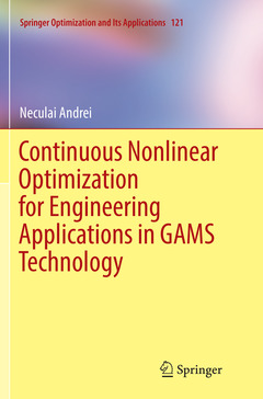 Couverture de l’ouvrage Continuous Nonlinear Optimization for Engineering Applications in GAMS Technology