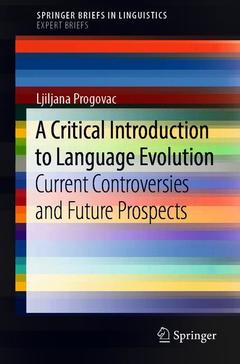 Couverture de l’ouvrage A Critical Introduction to Language Evolution