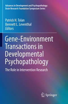 Couverture de l’ouvrage Gene-Environment Transactions in Developmental Psychopathology
