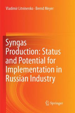 Couverture de l’ouvrage Syngas Production: Status and Potential for Implementation in Russian Industry