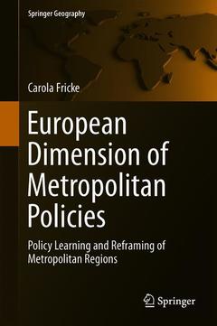 Couverture de l’ouvrage European Dimension of Metropolitan Policies