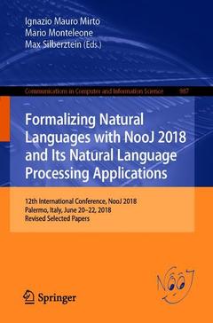 Couverture de l’ouvrage Formalizing Natural Languages with NooJ 2018 and Its Natural Language Processing Applications