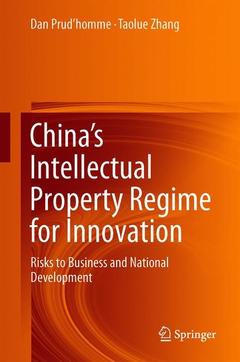 Couverture de l’ouvrage China’s Intellectual Property Regime for Innovation