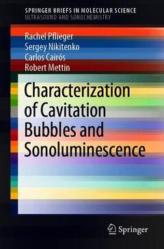 Cover of the book Characterization of Cavitation Bubbles and Sonoluminescence