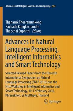 Couverture de l’ouvrage Advances in Natural Language Processing, Intelligent Informatics and Smart Technology