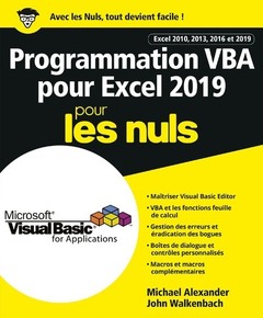 Couverture de l’ouvrage Programmation VBA pour Excel 2019 Pour les Nuls