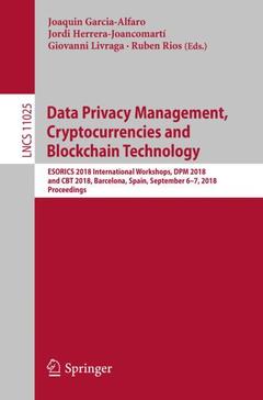 Couverture de l’ouvrage Data Privacy Management, Cryptocurrencies and Blockchain Technology