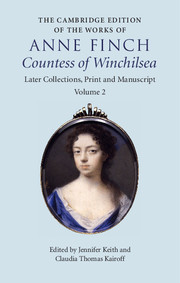 Couverture de l’ouvrage The Cambridge Edition of the Works of Anne Finch, Countess of Winchilsea