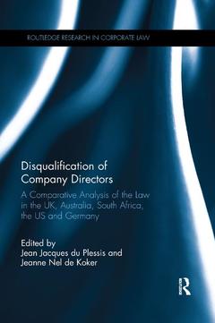 Couverture de l’ouvrage Disqualification of Company Directors