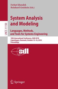 Couverture de l’ouvrage System Analysis and Modeling. Languages, Methods, and Tools for Systems Engineering