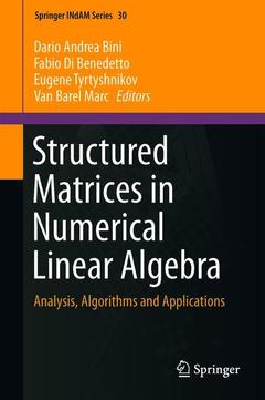 Couverture de l’ouvrage Structured Matrices in Numerical Linear Algebra