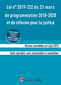Couverture de l’ouvrage Loi n°2019-222 du 23 mars 2019 de programmation 2018-2022 et de réforme pour la justice (ENM-CRFPA)