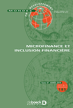 Couverture de l’ouvrage Mondes en développement 2019/1 - 185 - Microfinance et inclusion financière