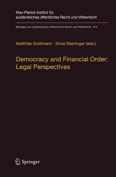 Cover of the book Democracy and Financial Order: Legal Perspectives
