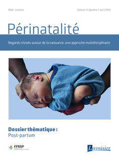 Couverture de l’ouvrage Périnatalité Vol. 11 N°1 - Mars 2019
