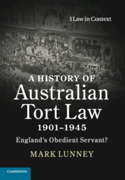 Couverture de l’ouvrage A History of Australian Tort Law 1901–1945