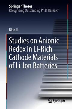 Couverture de l’ouvrage Studies on Anionic Redox in Li-Rich Cathode Materials of Li-Ion Batteries