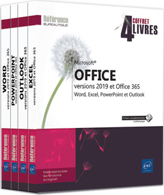 Couverture de l’ouvrage Microsoft® Office (versions 2019 et Office 365) - Coffret de 4 livres : Word, Excel, PowerPoint et O