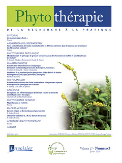Couverture de l’ouvrage Phytothérapie. Vol. 17 N° 3 - Juin 2019