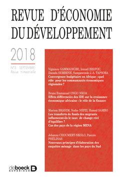 Couverture de l’ouvrage Revue d'économie du développement 2018/3