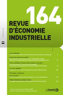 Couverture de l’ouvrage Revue d'économie industrielle 2018/4 - 164 - Varia