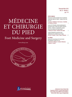 Couverture de l’ouvrage Médecine et chirurgie du pied Vol. 35 N° 1 - Mars 2019