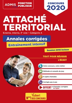 Couverture de l’ouvrage Concours Attaché territorial - Catégorie A - Annales corrigées