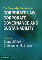 Couverture de l’ouvrage The Cambridge Handbook of Corporate Law, Corporate Governance and Sustainability