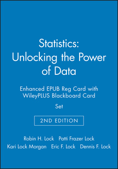 Cover of the book Statistics: Unlocking the Power of Data, 2e Enhanced EPUB Reg Card with WileyPLUS Blackboard Card Set