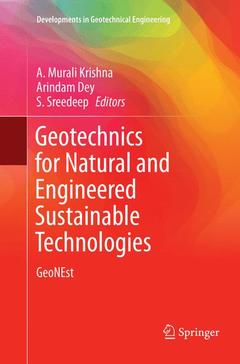 Couverture de l’ouvrage Geotechnics for Natural and Engineered Sustainable Technologies