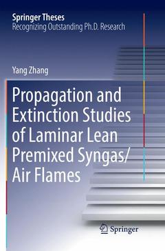 Cover of the book Propagation and Extinction Studies of Laminar Lean Premixed Syngas/Air Flames
