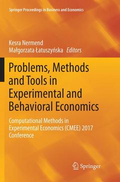 Couverture de l’ouvrage Problems, Methods and Tools in Experimental and Behavioral Economics