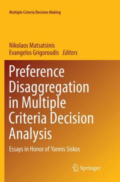 Cover of the book Preference Disaggregation in Multiple Criteria Decision Analysis