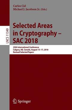 Couverture de l’ouvrage Selected Areas in Cryptography – SAC 2018