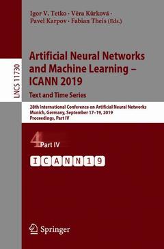 Couverture de l’ouvrage Artificial Neural Networks and Machine Learning – ICANN 2019: Text and Time Series