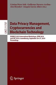 Cover of the book Data Privacy Management, Cryptocurrencies and Blockchain Technology