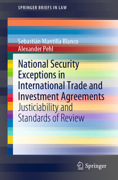 Couverture de l’ouvrage National Security Exceptions in International Trade and Investment Agreements