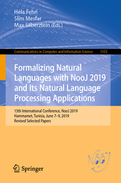 Cover of the book Formalizing Natural Languages with NooJ 2019 and Its Natural Language Processing Applications