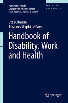 Couverture de l’ouvrage Handbook of Disability, Work and Health