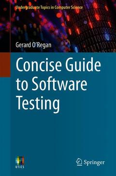 Couverture de l’ouvrage Concise Guide to Software Testing