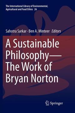 Cover of the book A Sustainable Philosophy—The Work of Bryan Norton