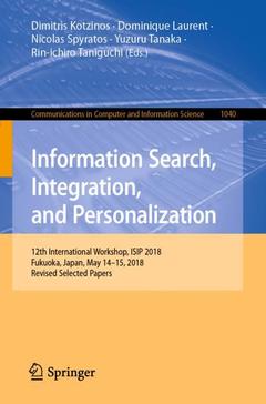 Couverture de l’ouvrage Information Search, Integration, and Personalization
