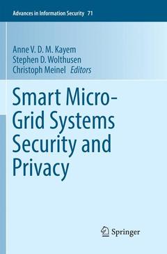 Couverture de l’ouvrage Smart Micro-Grid Systems Security and Privacy