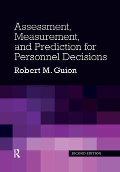 Couverture de l’ouvrage Assessment, Measurement, and Prediction for Personnel Decisions